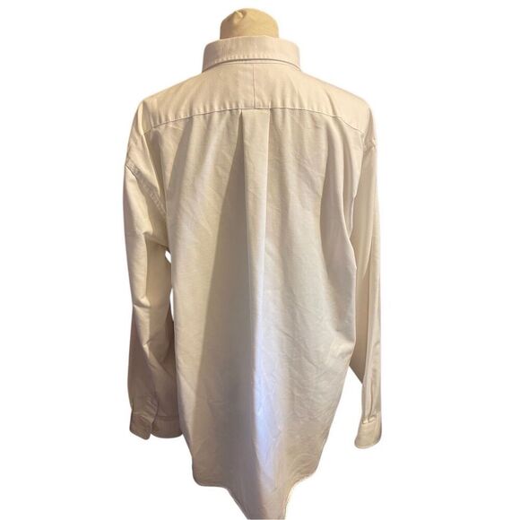 LL Bean White Shirt X-Large 17–35 | Cotton Blend Button-Up with Long Back Hem - Picture 3 of 9